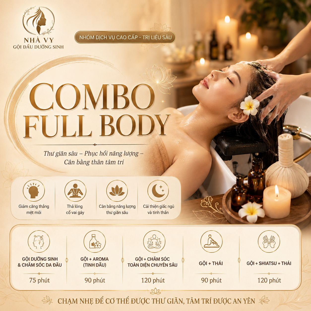 COMBO FULL BODY – GỘI THẢO DƯỢC + MASSAGE MẶT