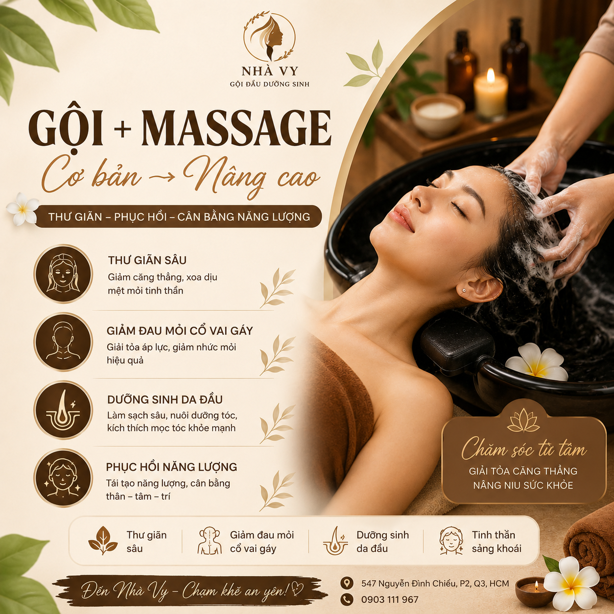 Gội - Massage thư giãn từ cơ bản đến nâng cao